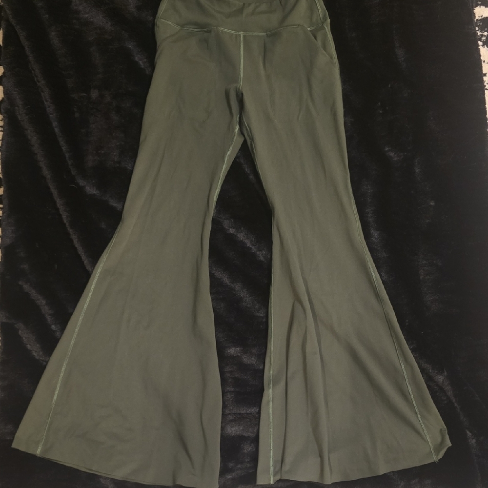 Yoga Democracy Olive Green Flare Pants